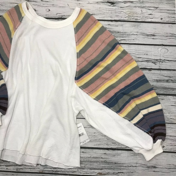 ⚡️SOLD⚡️Free People Top White Rainbow Dreams Tunic Blossom Long Sleeves Boho - Picture 5 of 8